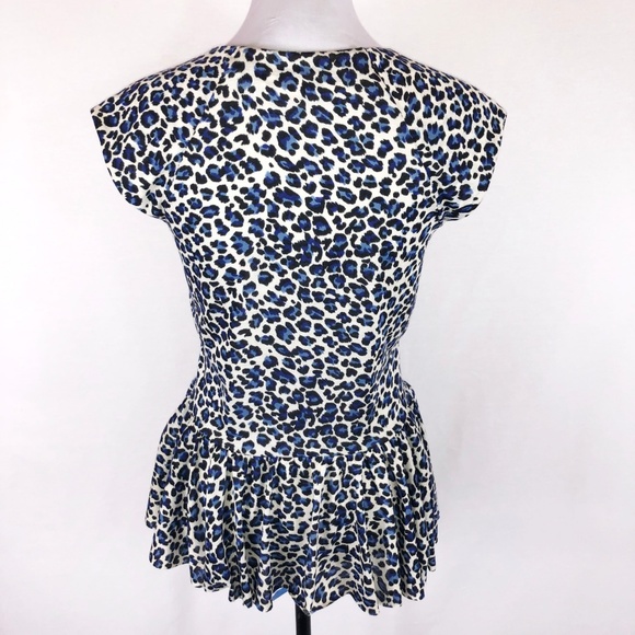 Rebecca Taylor blue cheetah peplum top - Picture 5 of 8